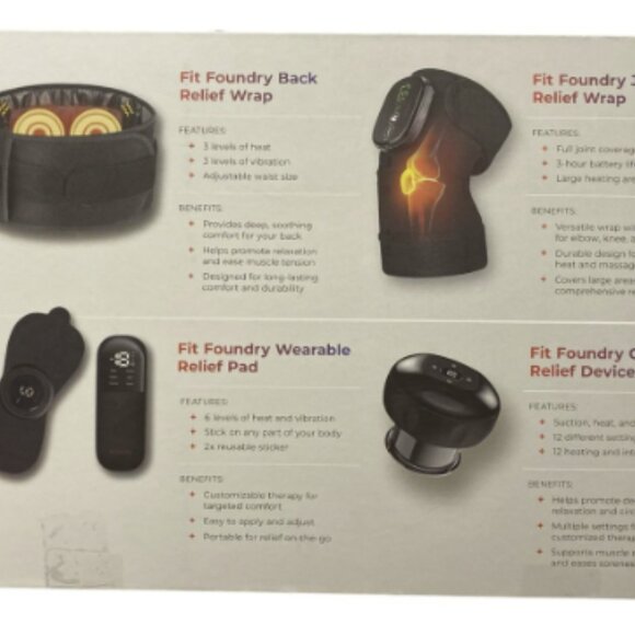 Fit Foundry 4-in-1 Heat & Massage Recovery Pack for Relief New Sealed Box - Picture 6 of 16